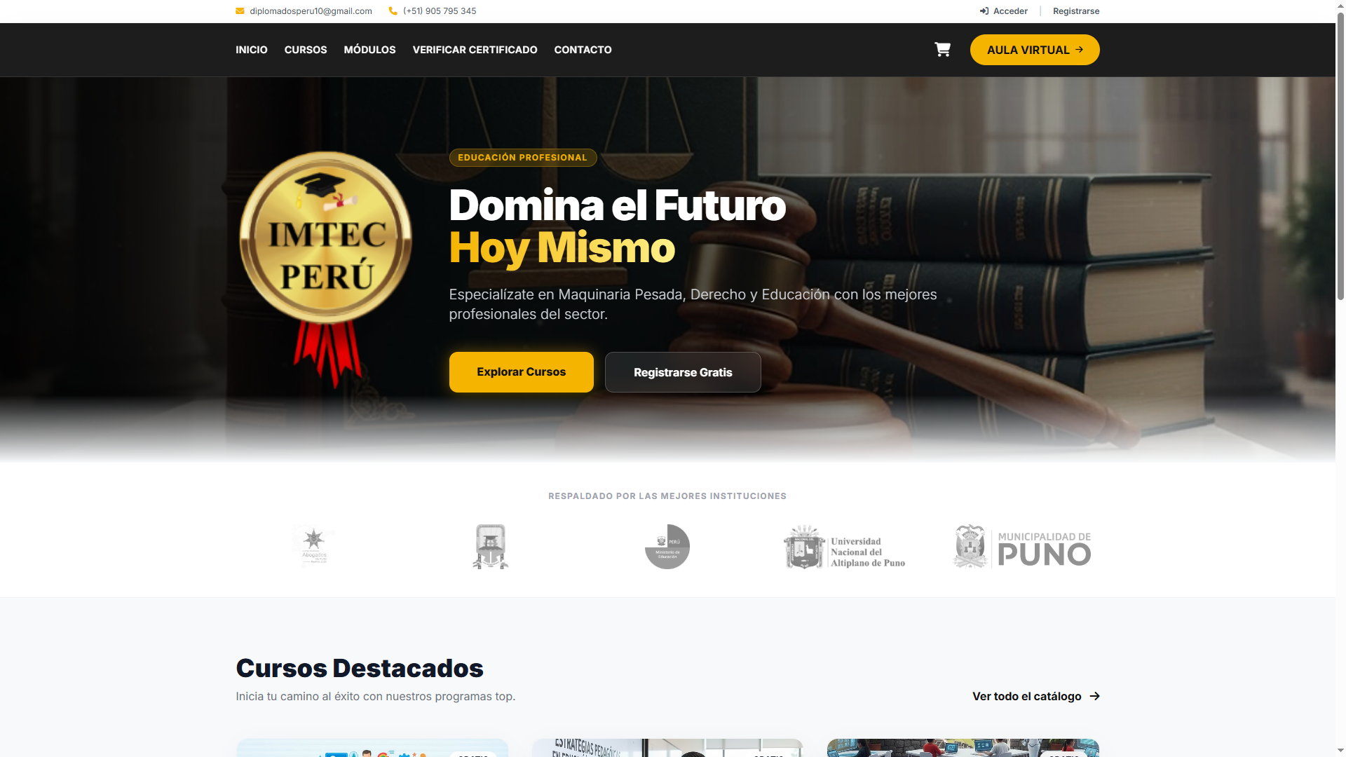 IMTEC PERU - Cursos de Maquinaria, Derecho y Educación